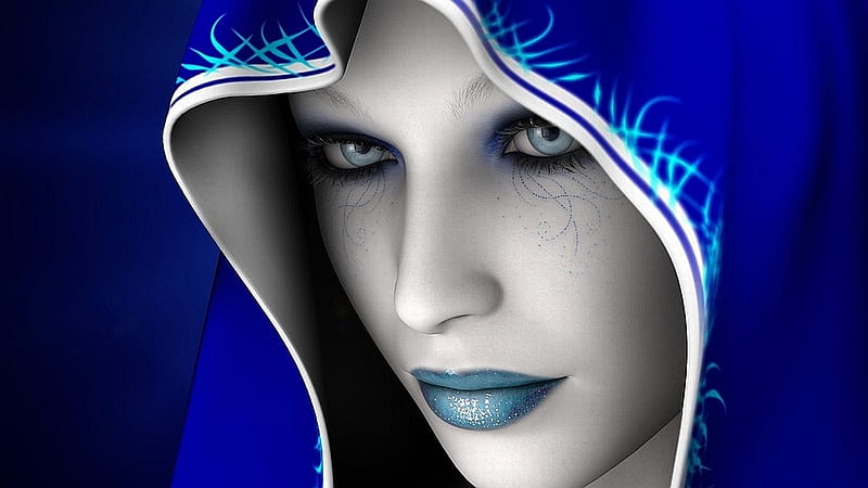 Blue Dreams, Fantasy Girl, female model, fantasy, graphy, digital, abstract, blue, HD wallpaper