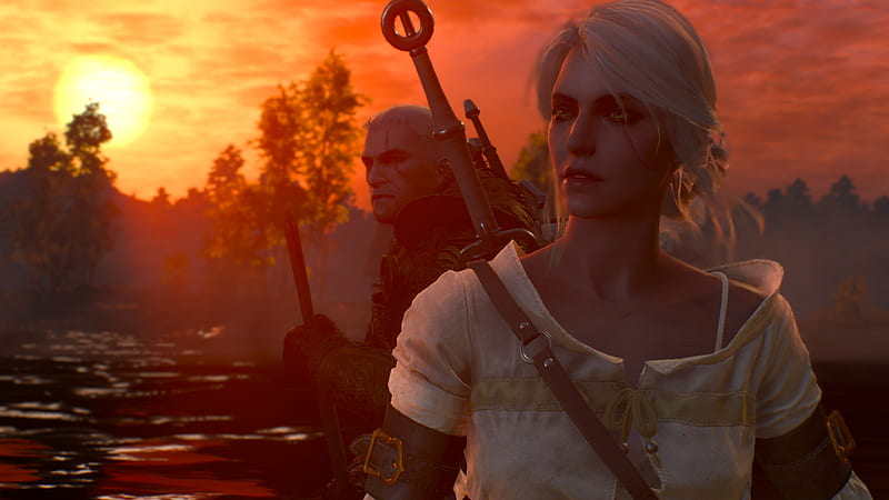 Ciri and Geralt, efsunger, witcher3wildhunt, HD wallpaper
