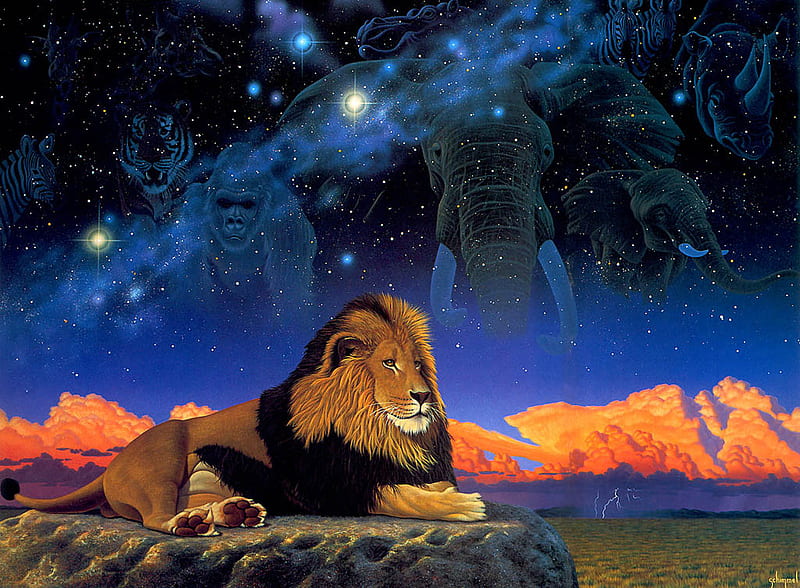 king of beast art by William Schimmel, king of beast, lion, HD wallpaper