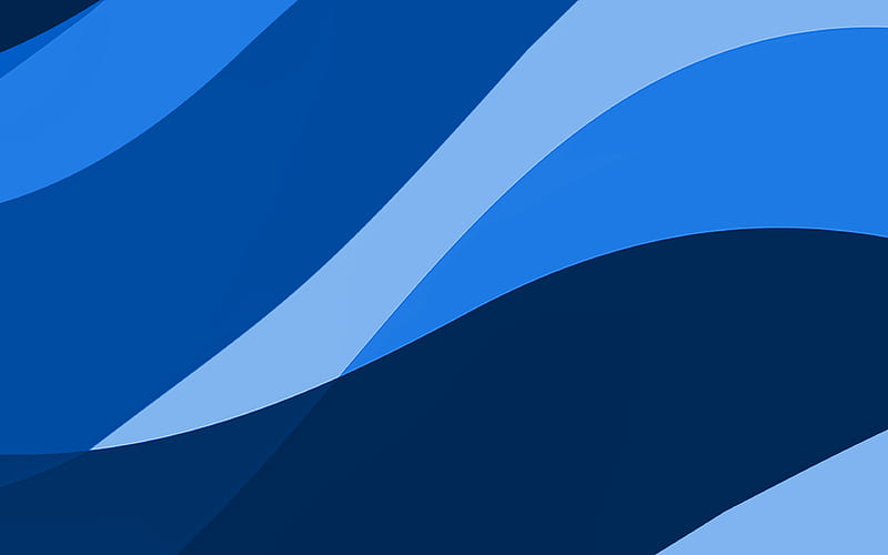 blue abstract waves minimal, blue wavy background, material design, abstract waves, blue backgrounds, creative, waves patterns, HD wallpaper