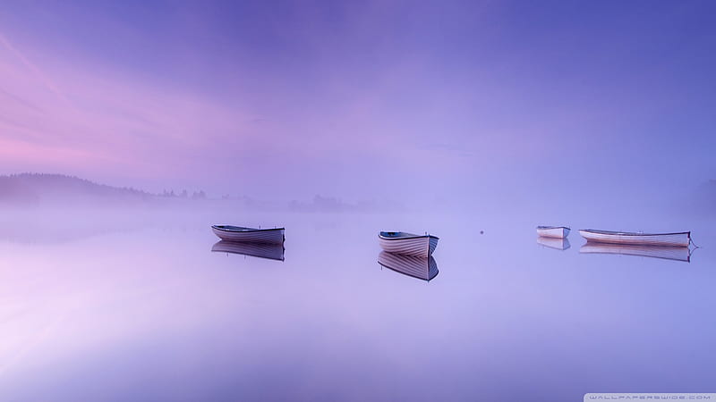 Calm Before The Storm, lakes, boats, nature, violet, HD wallpaper