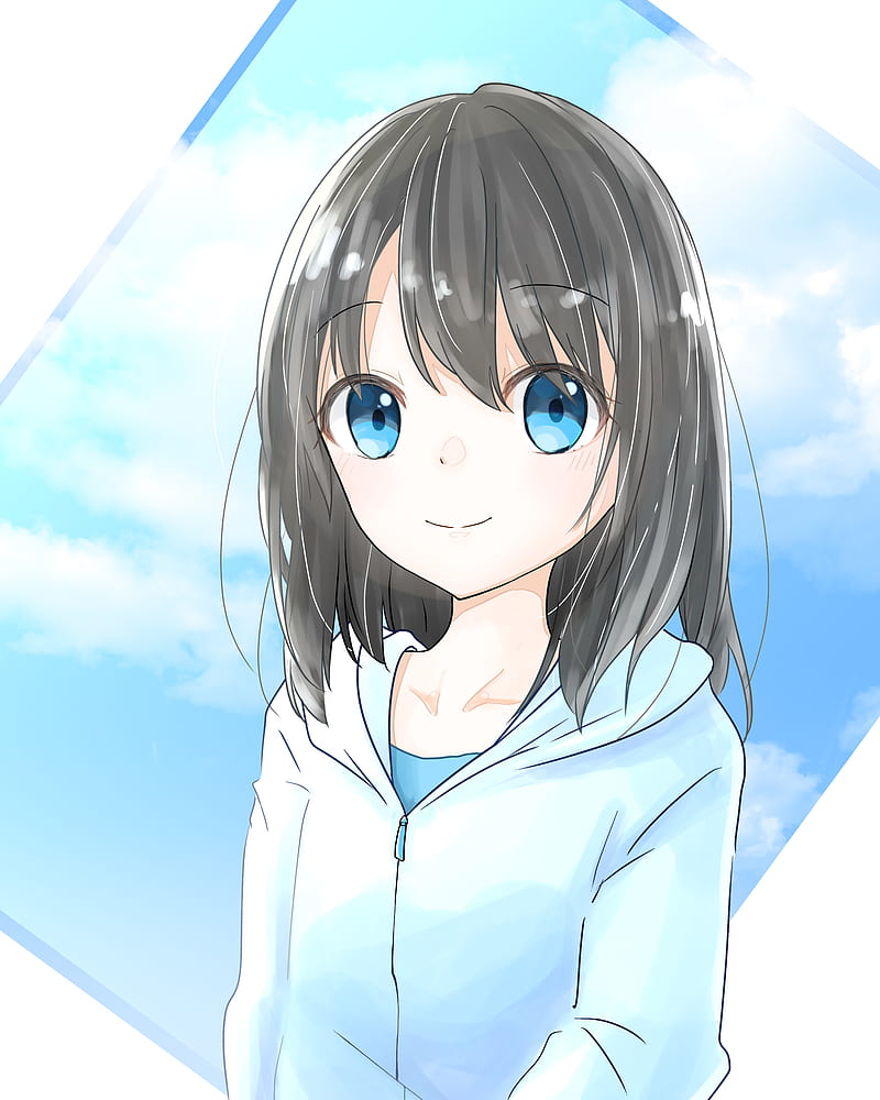 Blue Eyes Anime Girl Kimono Glance Background 4K HD Anime Girl