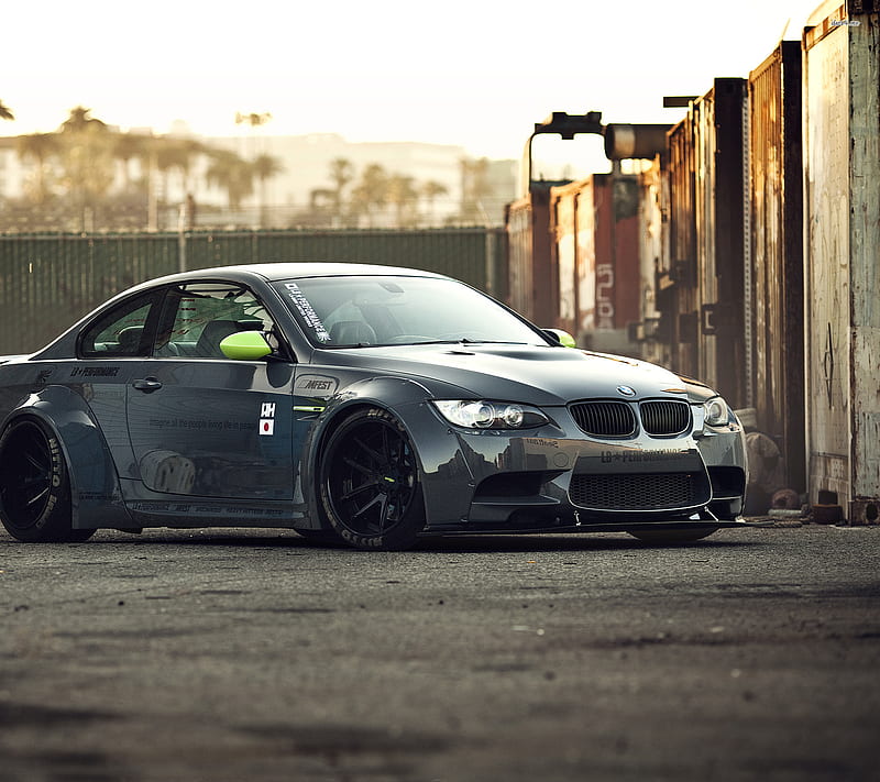Grey BMW, car, power, sky, speed, sport, street, tuning, HD wallpaper