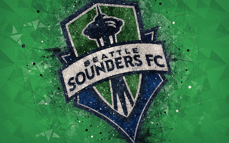 Seattle Sounders FC American soccer club, logo, creative geometric art, green abstract background, emblem, art, MLS, Seattle, Washington, USA, Major League Soccer, football, HD wallpaper