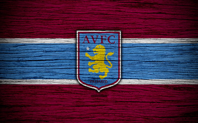 Aston Villa FC EFL Championship, soccer, football club, England, Aston Villa, logo, wooden texture, FC Aston Villa, HD wallpaper