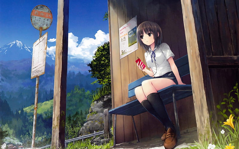 Anime girl, cute girl, anime, waiting, HD wallpaper | Peakpx