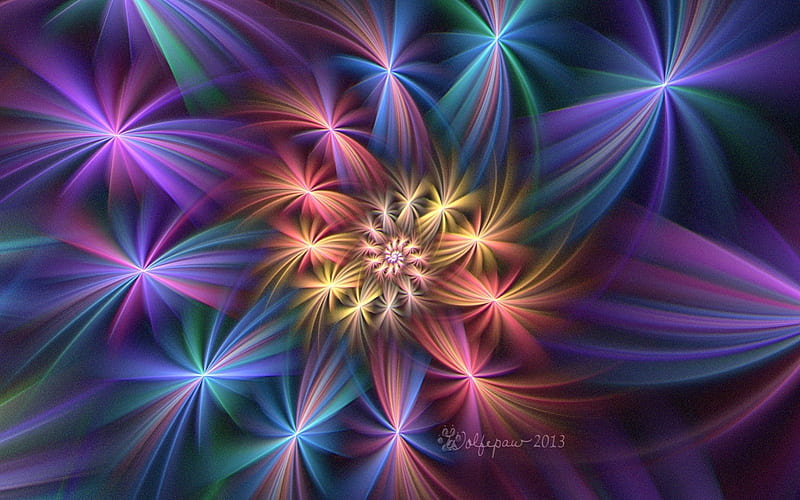 **Stars Rotating Spiral**, pretty, colorful, glow, wonderful, digital art, incredible, bright, fractal art, beauty, light, blue, stars, amazing, lovely, spiral, colors, fabulous, cute, cool, raw fractals, summer, rotating, HD wallpaper