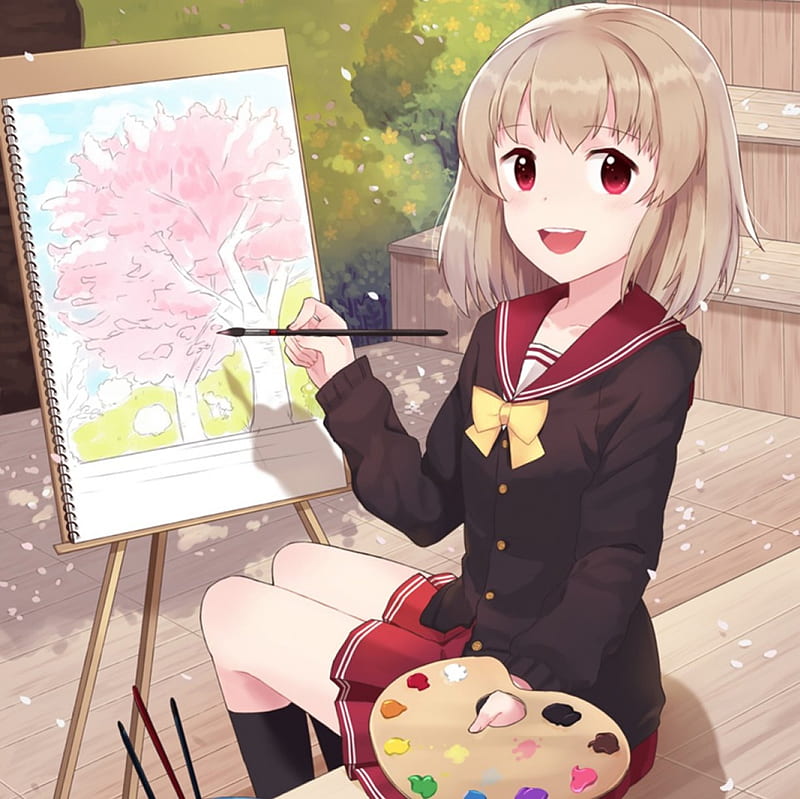 anime painter girl