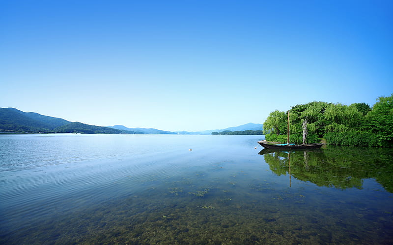 Blue Sky Lake Skyline 2020 Nature Scenery, HD wallpaper