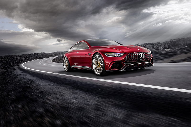 supercars, Mercedes-AMG GT Concept, road, 2017 cars, motion blur, Mercedes, HD wallpaper