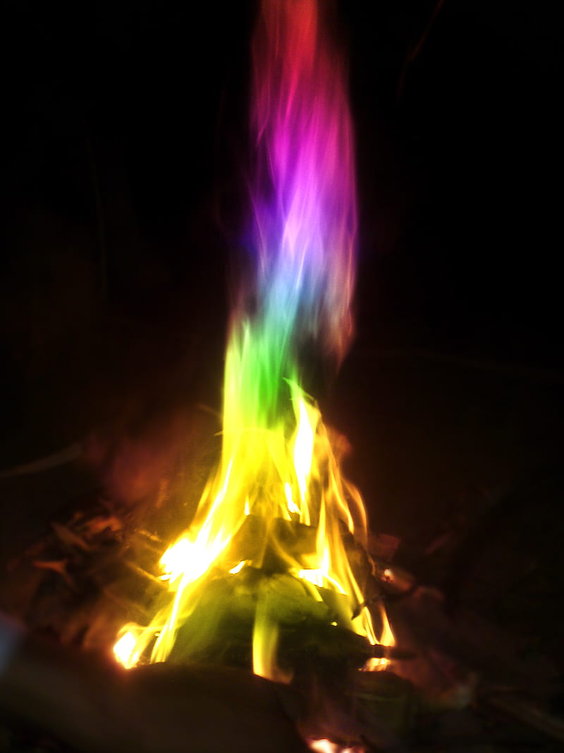 Rainbow Fire, black, blue, colorful fire, green, pink, purpler, real, red, yellow, HD phone wallpaper