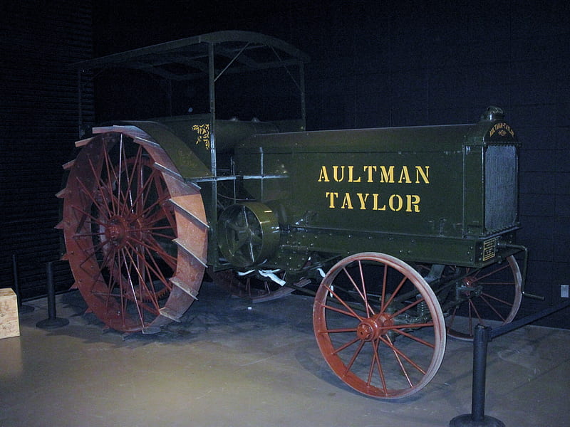 1908 Aultman taylor tractor, tractor, green, brown, yellow, iron, HD wallpaper
