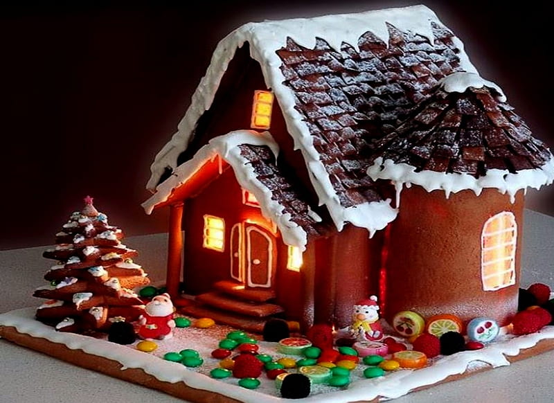 Gingerbread House, Abstract, graphy, Gingerbread, House, HD wallpaper