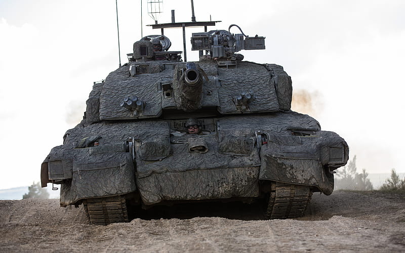 Challenger 2, main battle tank British tank, front view, camouflage, HD wallpaper