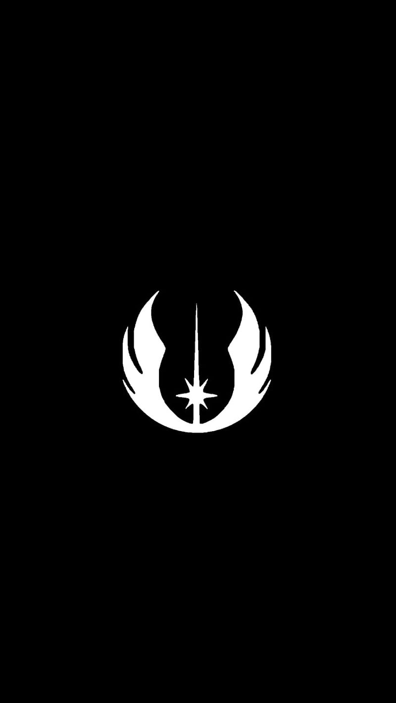 Jedi, black, guerra de las galaxias, logo, star wars, starwars, white, HD phone wallpaper