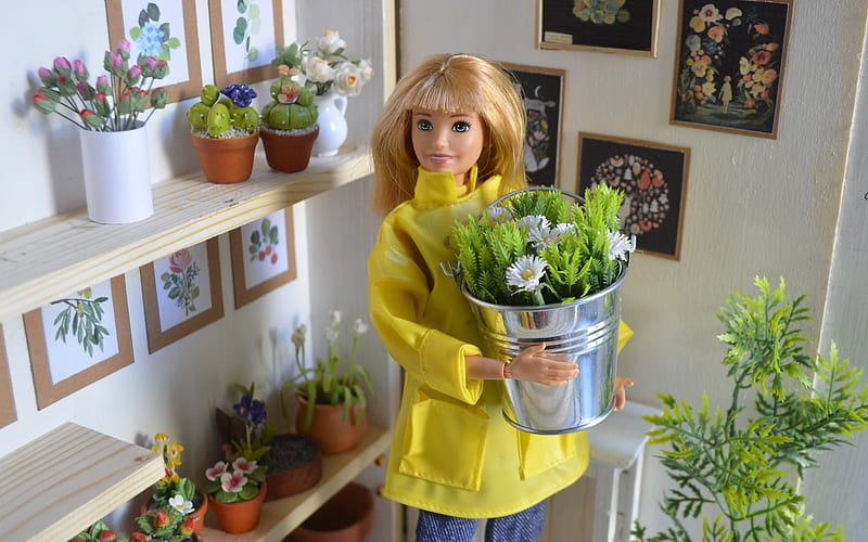Barbie in Flower Shop, shop, flowers, Barbie, doll, HD wallpaper
