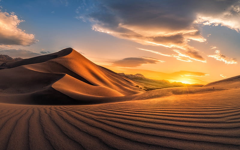 Desert, sunbeams, sand, dunes, clouds, HD wallpaper | Peakpx