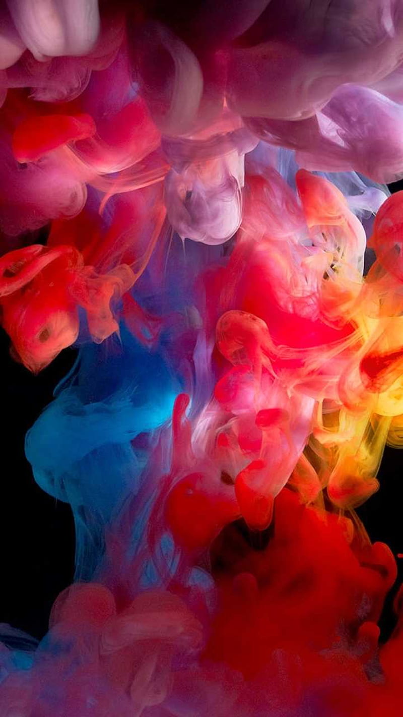 Colorful Smoke, abstract, blue, purple, red, smoke, yellow, HD phone wallpaper