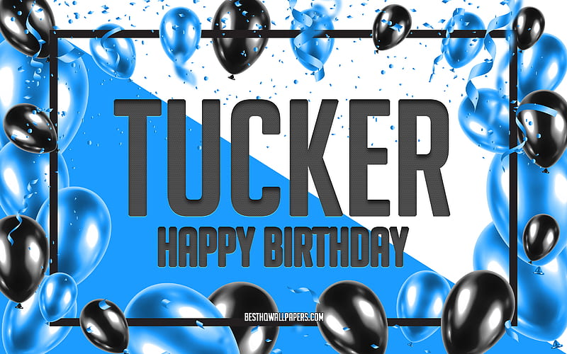 Happy Birtay Tucker, Birtay Balloons Background, Tucker, with names, Tucker Happy Birtay, Blue Balloons Birtay Background, greeting card, Tucker Birtay, HD wallpaper