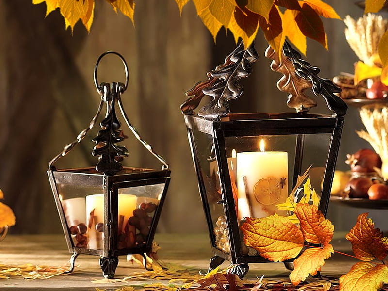 Autumn Still Life, Light, Lantern, Autumn, Still Life, HD wallpaper ...