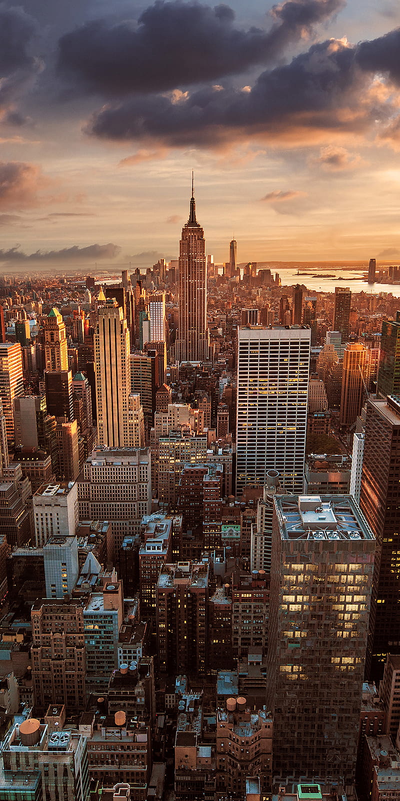Sunset, city, new, new york, plus, skyline, town, ultra, usa, HD phone wallpaper