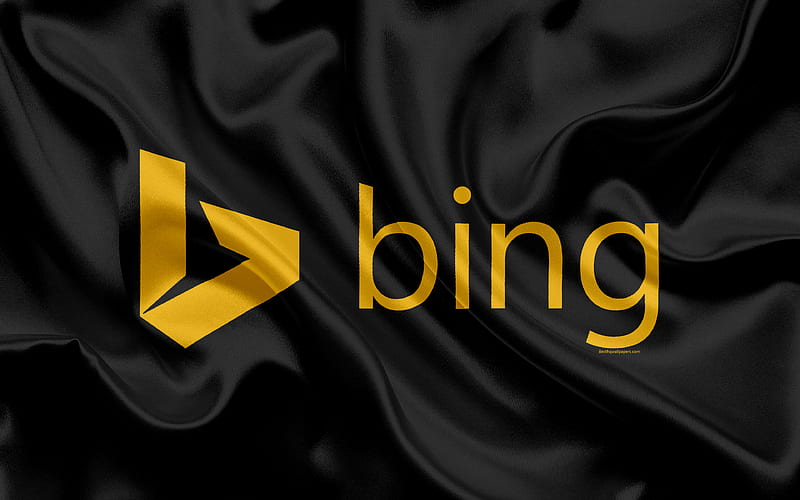 Bing, logo, emblem, search engine, black silk, HD wallpaper