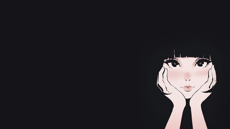 anme girl, dark, semi realistic, black hair, cute, Anime, HD wallpaper