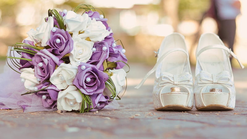 engagement ring, shoes, wedding, wedding bouquet, obrocki, HD wallpaper