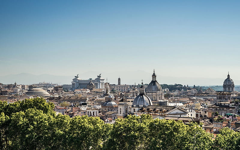Rome, summer, morning, Rome cityscape, Rome panorama, Rome skyline, Italy, HD wallpaper