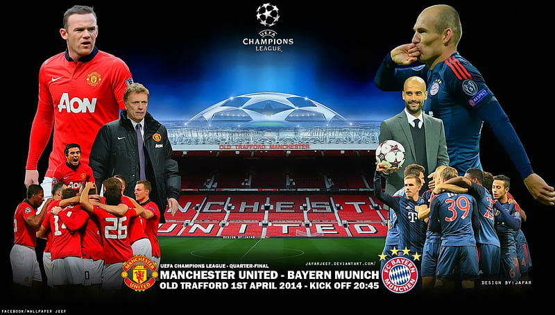 MANCHESTER UNITED - BAYERN MUNICH, Josep Guardiola, BAYERN MUNICH , champions league quarter final, rooney, man utd, rooney , robben, nike, MANCHESTER, Old Trafford , BAYERN MUNICH, Champions League , Arjen Robben, per, Old Trafford, MANCHESTER UNITED , adidas, united, MANCHESTER UNITED, fc bayern, Champions League, HD wallpaper