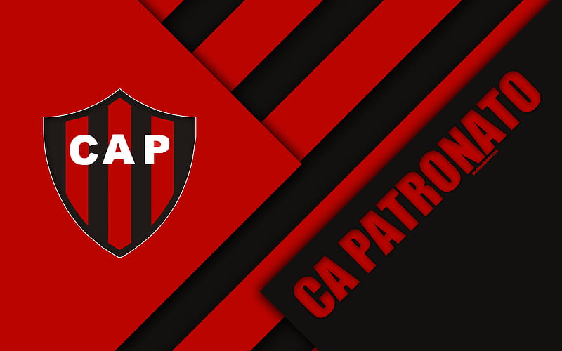 CA Patronato, Argentine Football Club red black abstraction, material design, Parana, Argentina, football, Argentine Superleague, First Division, HD wallpaper
