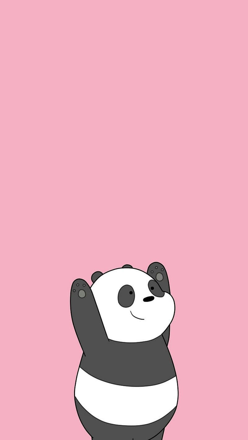 Panda Live, Pink Background, cartoon art, animal, HD phone wallpaper