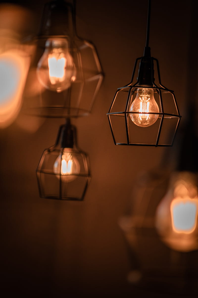 light bulbs, lamps, metal, electricity, light, HD phone wallpaper