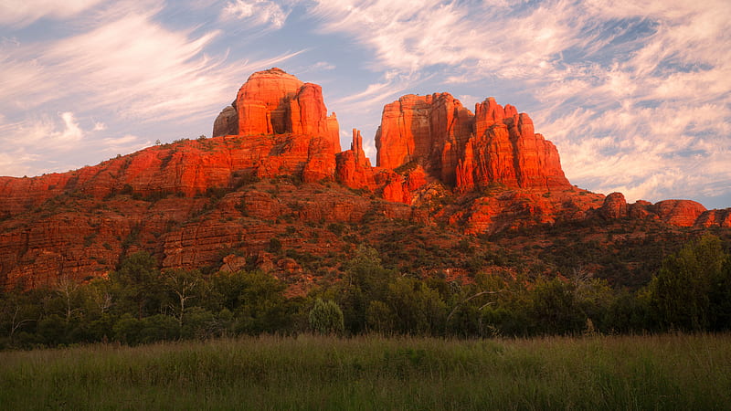 Cathedral Rock, mountain, Arizona, Sedona, HD wallpaper