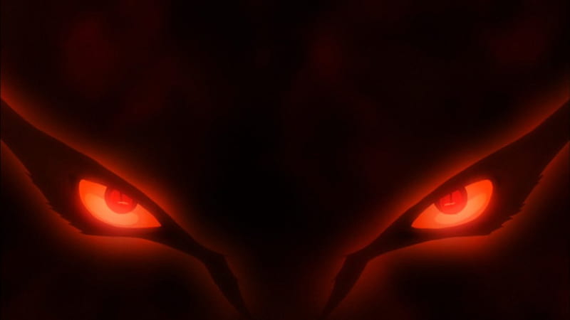 Demon eyes!, kyubi, naruto, nine tails, naruto shippude, anruto, nine tais, demon, fow, cool, anime, dark, awesome, kurama, red eyes, HD wallpaper