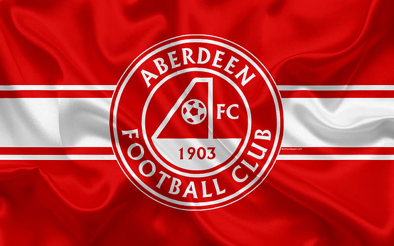 Aberdeen FC Scottish Football Club, logo, emblem, Scottish Premiership, football, Aberdeen, Scotland, silk flag, Scottish Football Championship, HD wallpaper
