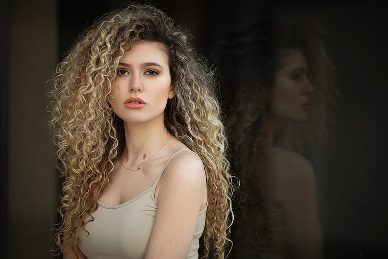 Unknown Model, curly hair, look, model, blonde, bonito, woman, curls, girl, portrait, natural, HD wallpaper