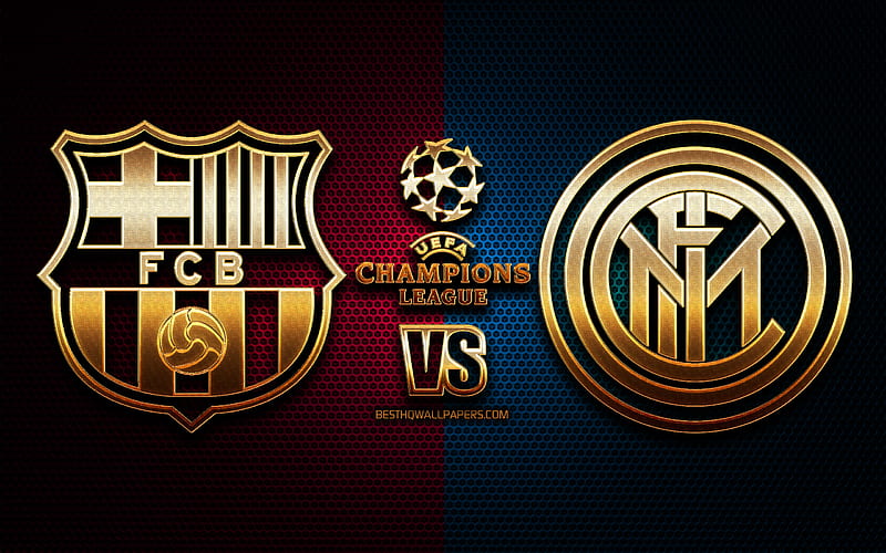 Barcelona vs Internazionale, Group F, UEFA Champions League, season 2019-2020, golden logo, FC Barcelona, Internazionale FC, UEFA, FC Barcelona vs Internazionale FC, HD wallpaper