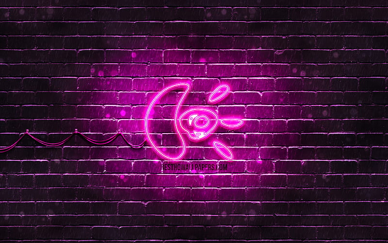 Logitech purple logo purple brickwall, Logitech logo, brands, Logitech neon logo, Logitech, HD wallpaper