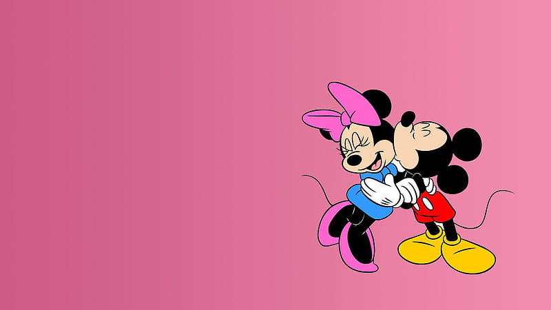 Minnie Mouse And Mickey Mouse With Pink Background Minnie Mouse, HD wallpaper