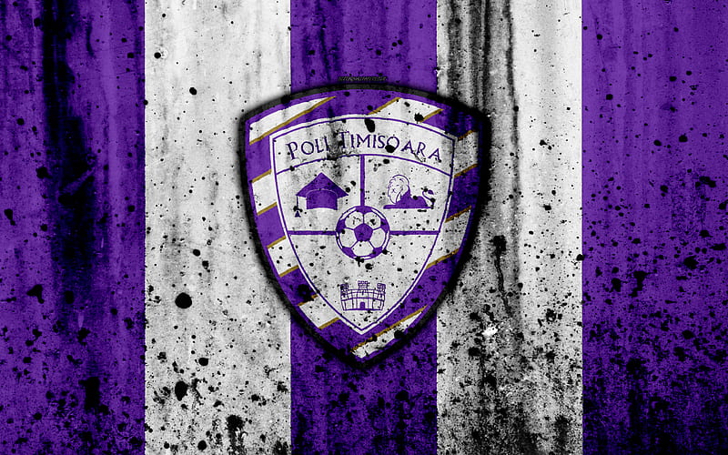 FC Poli Timisoara, grunge, Romanian league, Liga I, soccer, football club, Romania, Poli Timisoara, logo, stone texture, Poli Timisoara FC, HD wallpaper