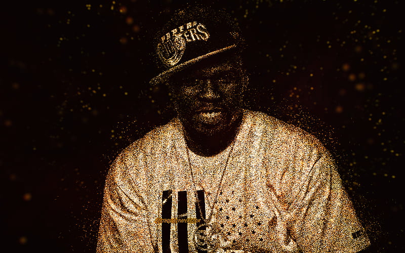 50 Cent, gold glitter art, black background, American rapper, 50 Cent art, Curtis James Jackson, HD wallpaper