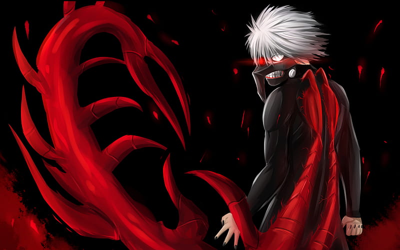 Ken Kaneki, artwork, red eyes, Tokyo Ghoul, darkness, manga, Sasaki Haise, HD wallpaper