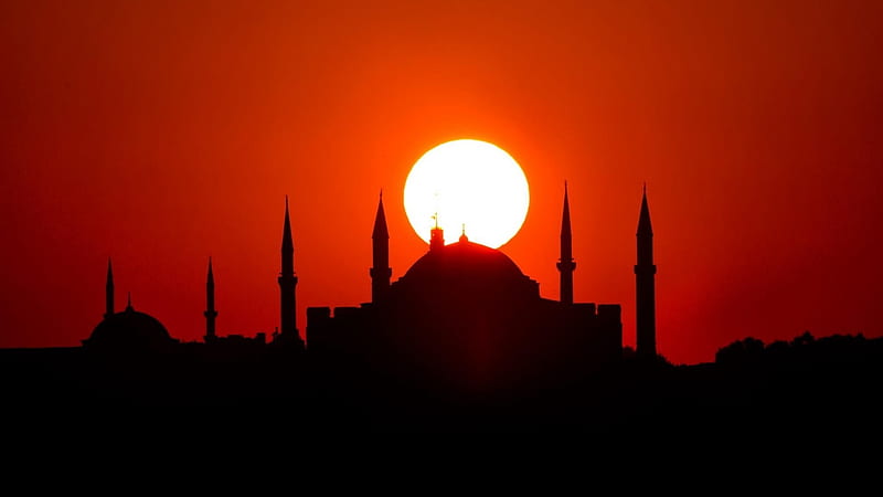 Turkey Istanbul, mosque, turkey, sunsets, istanbul, nature, silhouette, HD wallpaper
