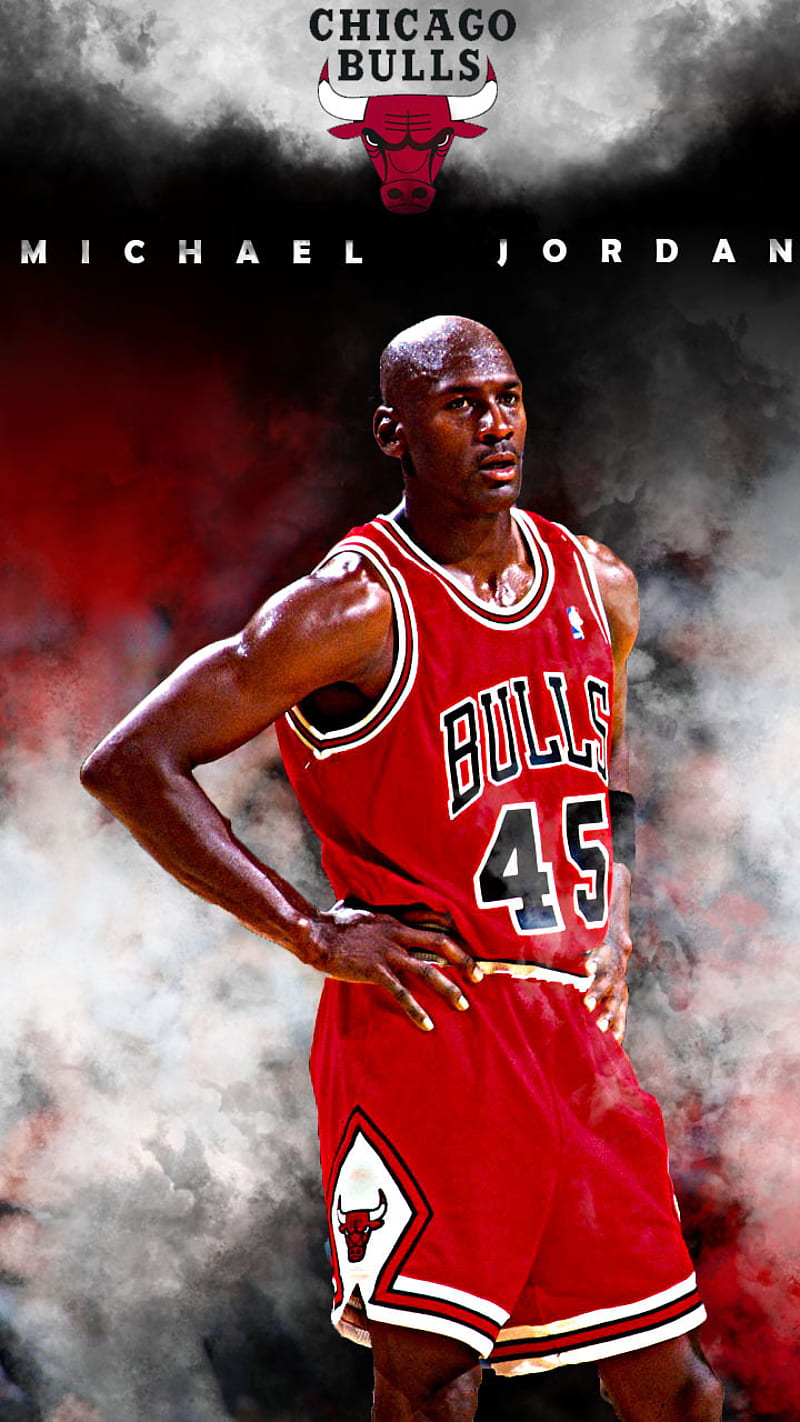 Michael Jordan, 23, basketball, bulls, chichago, curry, lebron, mj, red, smoke, HD phone wallpaper