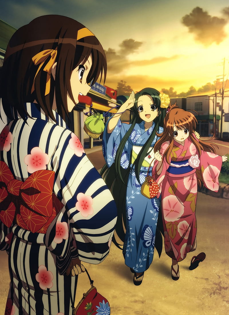 anime, The Melancholy of Haruhi Suzumiya, anime girls, HD phone wallpaper
