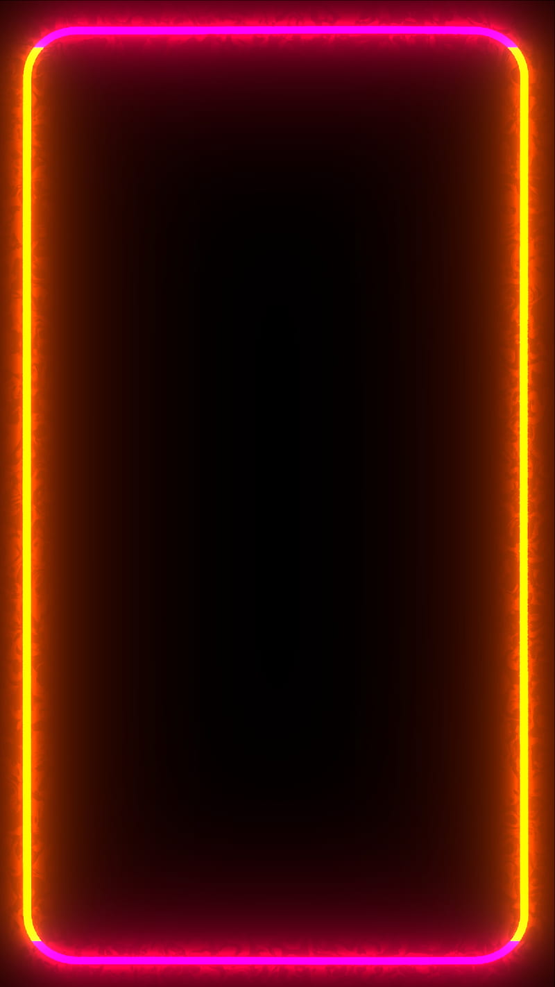 Laser Frame 5, amoled, border, dark, fire, iphone, magic, neon, orange, red, HD phone wallpaper
