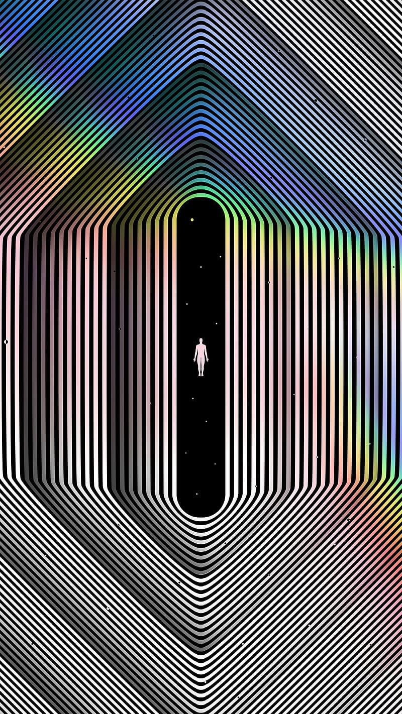 Ascension, black-white, holographic, hypnotic, op art, optical, optical art, space, striped, visionary, visual, HD phone wallpaper