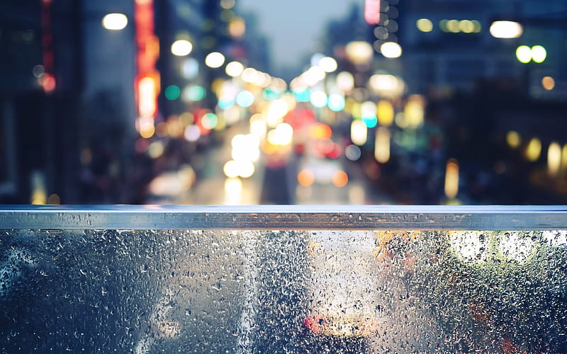 Skyscrapers traffic city night-Bokeh graphy, HD wallpaper