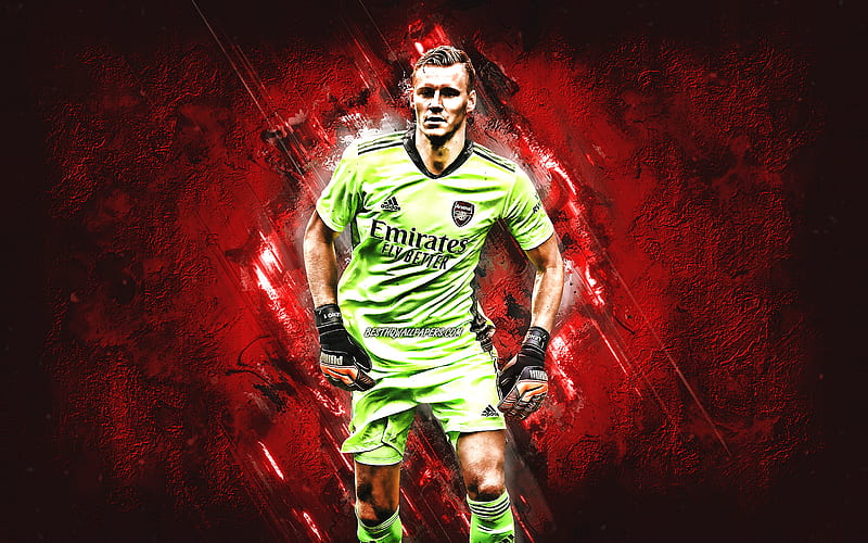 Bernd Leno, Arsenal FC, german footballer, goalkeeper, portrait, red stone background, England, football, HD wallpaper